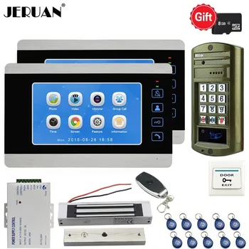 

JERUAN 7 Inch Video Door phone Doorbell Voice/Video Recording Intercom System kit Metal Waterproof Password Access Camera 1V2