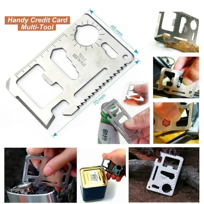 2pcs/set 11 Function Stainless Steel Survival Pocket Tool for Camping Hiking gear
2pcs/set 11 Function Stainless Steel Survival Pocket Tool for Camping Hiking gear