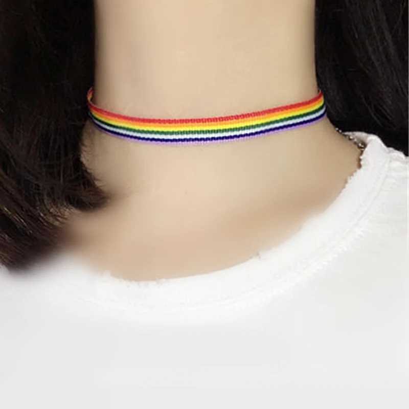 50pcs/lot lgbt Necklace Lesbian Rainbow Chokers Necklace Men Women Gay Pride Rainbow Chain Lace Chocker Ribbon
50pcs/lot lgbt Necklace Lesbian Rainbow Chokers Necklace Men Women Gay Pride Rainbow Chain Lace Chocker Ribbon