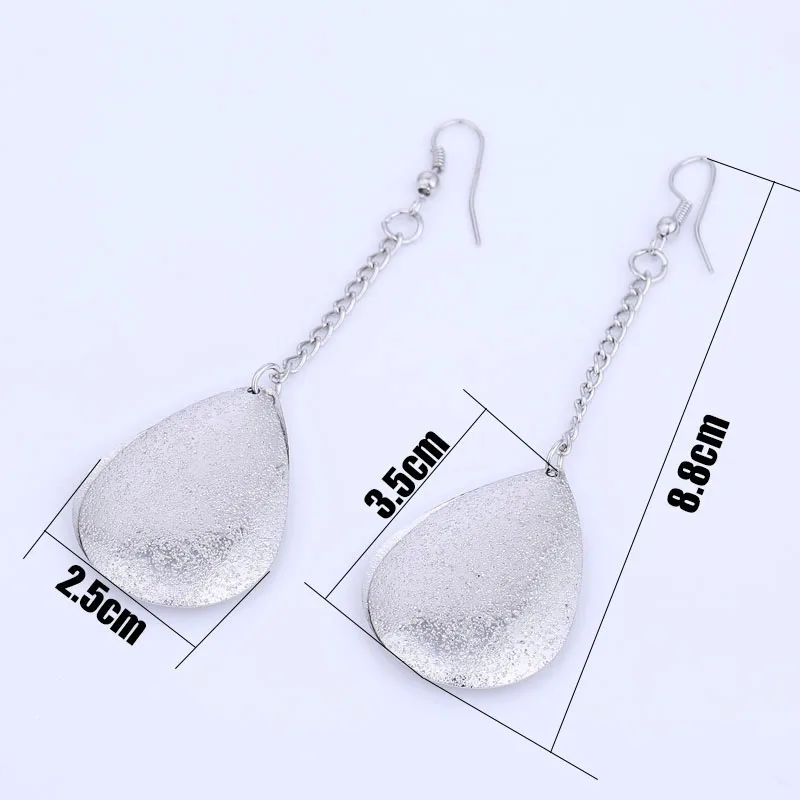 Exaggerated Long Dangle Metal Sequins Earring Gold Color and Silver Plated Double Sided Water Drop Earrings for Women (5)