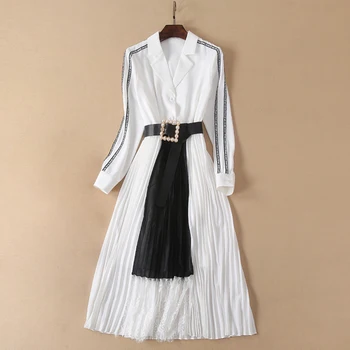2019 New Runway White Midi Vestidos Suit Collar Long Sleeve High Waist Lace Pleated Belt Elegant Temperament Summer Women Dress
2019 New Runway White Midi Vestidos Suit Collar Long Sleeve High Waist Lace Pleated Belt Elegant Temperament Summer Women Dress