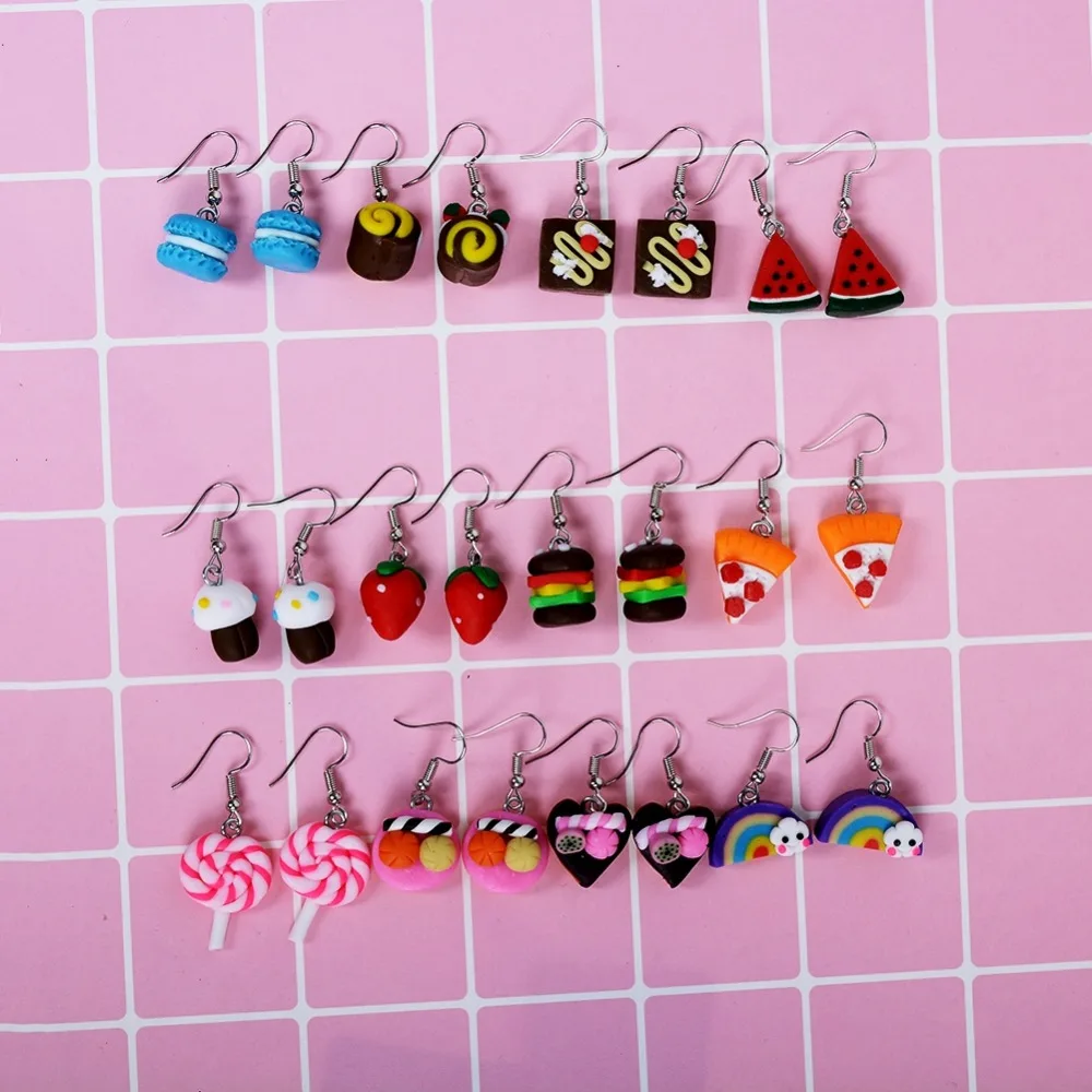 Cute Lovely Mini Imitation Food Series Dangle Earrings For Women Colorful Soft Potty Fruit Cake Rainbow Style Random Delivery
Cute Lovely Mini Imitation Food Series Dangle Earrings For Women Colorful Soft Potty Fruit Cake Rainbow Style Random Delivery
