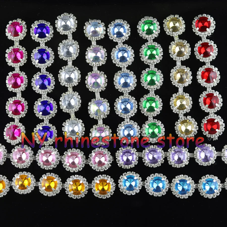 Fashion,10cm, 14mm Colorful Round resin + Clear glass Crystal rhinestone chain sew Silver chain trim Wedding Applique DIY
Fashion,10cm, 14mm Colorful Round resin + Clear glass Crystal rhinestone chain sew Silver chain trim Wedding Applique DIY
