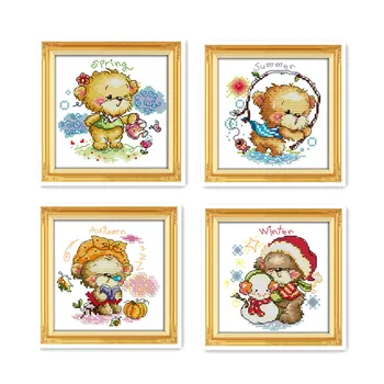 Small size spring summer autumn and winter bears handmade cross stitch embroidery children bedroom decorations
Small size spring summer autumn and winter bears handmade cross stitch embroidery children bedroom decorations