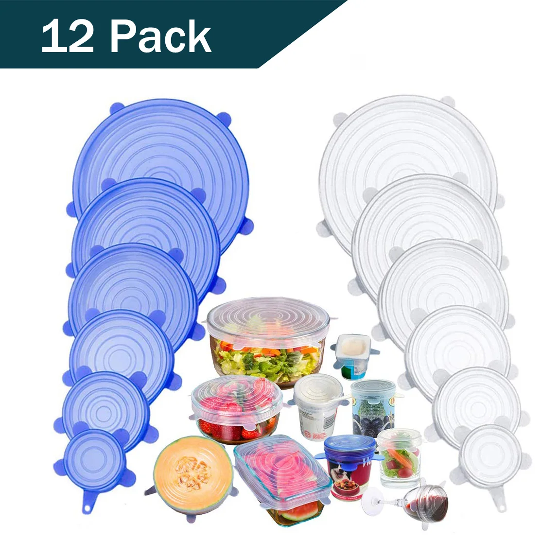 Silicone Stretch Lids Reusable Silicone Lids Stretch and Seal Lid Bowl Covers Durable Silicone Stretch and Fresh Lid 12pcs
Silicone Stretch Lids Reusable Silicone Lids Stretch and Seal Lid Bowl Covers Durable Silicone Stretch and Fresh Lid 12pcs