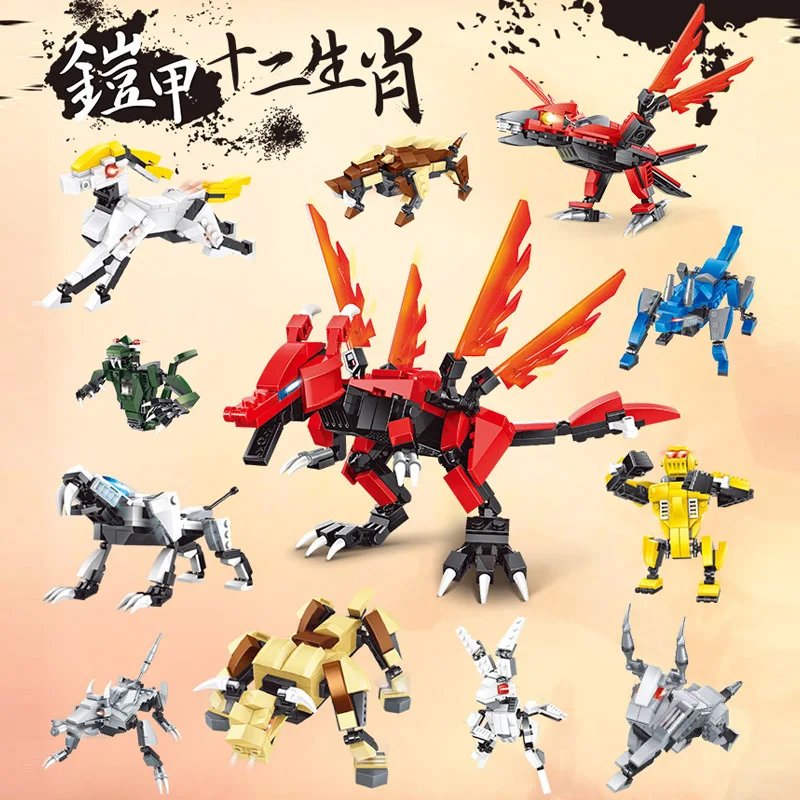 Compatible legoed China 12 zodiac dragon mythical animal transformable robot building blocks children toys figures fighter sets
Compatible legoed China 12 zodiac dragon mythical animal transformable robot building blocks children toys figures fighter sets