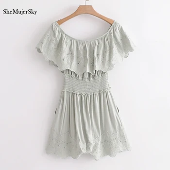 SheMujerSky Women Green Rompers Off Shoulder Embroidery Floral Jumpsuit Elastic Waist Playsuit
SheMujerSky Women Green Rompers Off Shoulder Embroidery Floral Jumpsuit Elastic Waist Playsuit