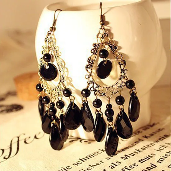 Sale 1 Pair Retro Long Water Drop Earrings Piercing Hollow Tassel Black Female Earrings Fashion Jewelry For Wedding
Sale 1 Pair Retro Long Water Drop Earrings Piercing Hollow Tassel Black Female Earrings Fashion Jewelry For Wedding