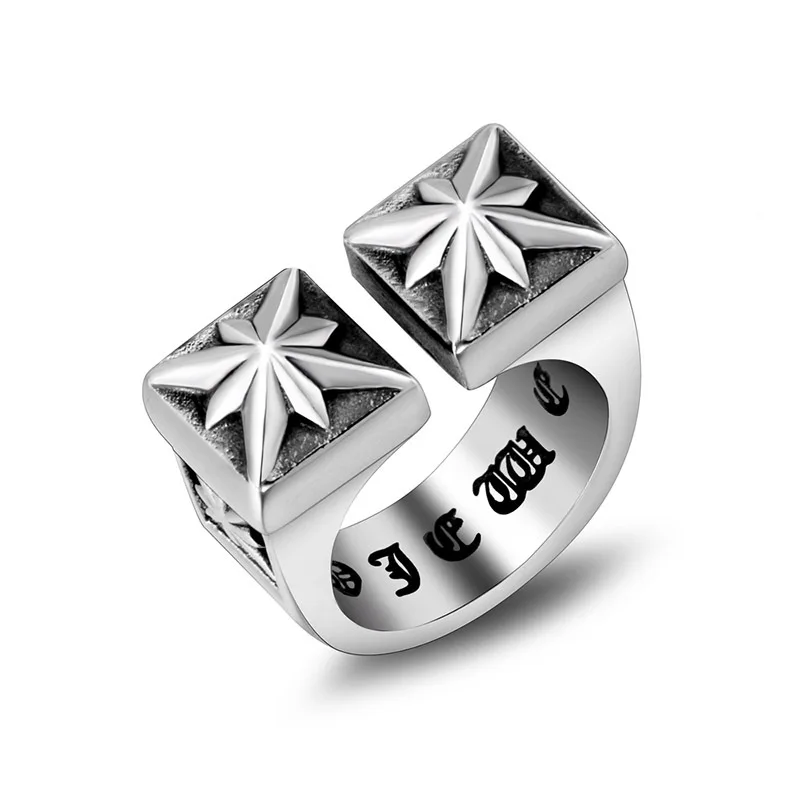 US 7 - 11 size Men Women 316L stainless steel Index Finger Ring Double Rice Flower Ring Letter Jewelry Vintage
US 7 - 11 size Men Women 316L stainless steel Index Finger Ring Double Rice Flower Ring Letter Jewelry Vintage