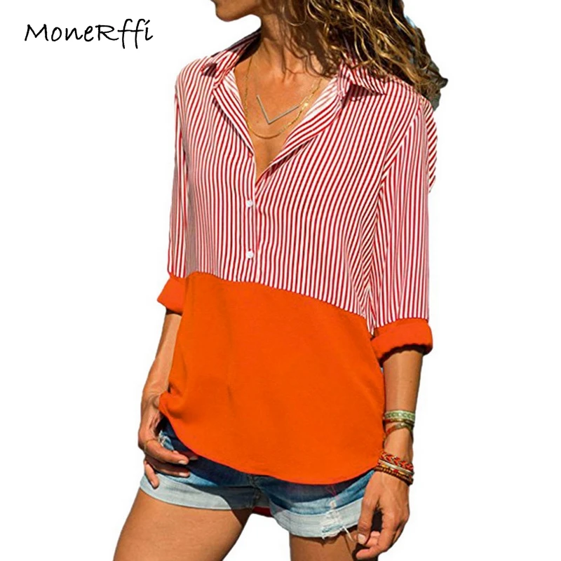 MoneRffi 2019 Plus Size 5XL Long Sleeve Blouse For Woman Casual V Neck Striped Shirt Summer Loose Irregular Tops bluzki damskie
MoneRffi 2019 Plus Size 5XL Long Sleeve Blouse For Woman Casual V Neck Striped Shirt Summer Loose Irregular Tops bluzki damskie