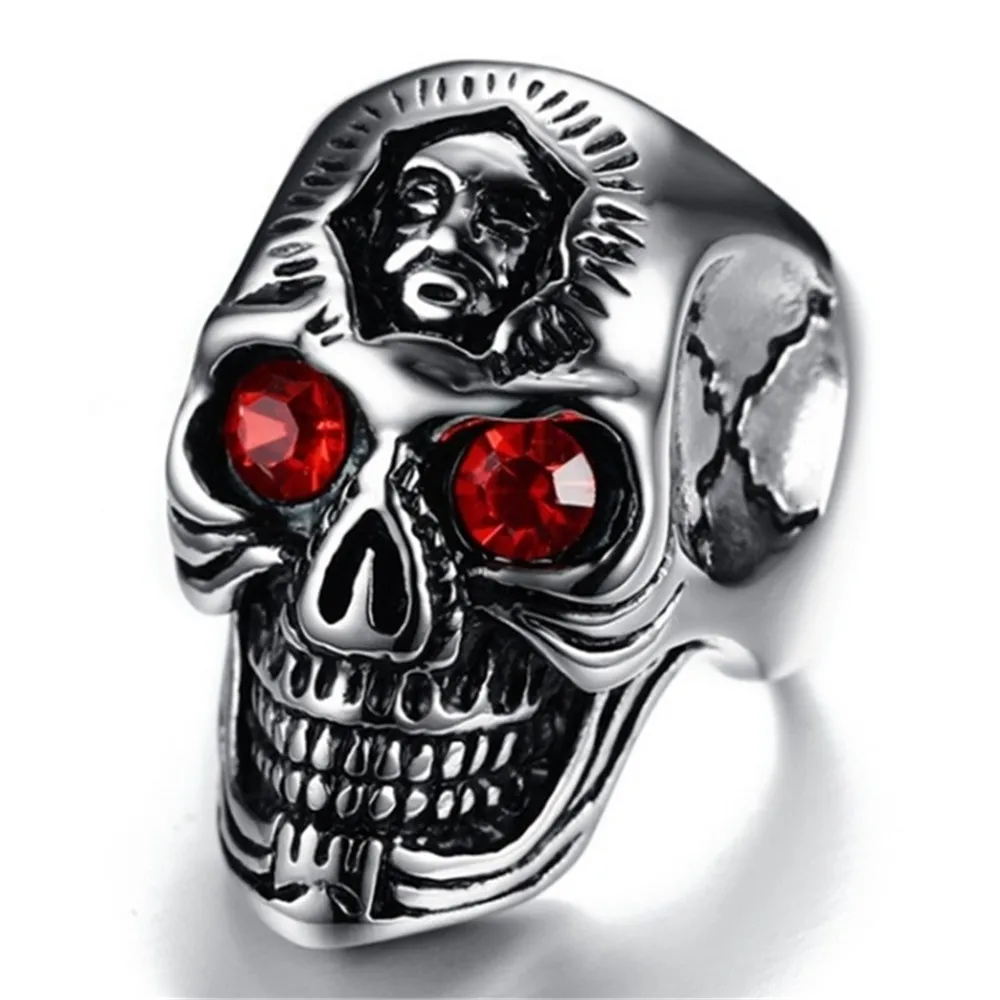 Charmsmic Mens Punk Vintage Silver Skull Head Rings Red Eyes Cool Death Rings Gothic Mens Jewelry Accessories
Charmsmic Mens Punk Vintage Silver Skull Head Rings Red Eyes Cool Death Rings Gothic Mens Jewelry Accessories