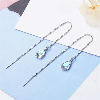 New Exquisite Personality Long Tassel Ear Line 925 Sterling Silver Jewelry Moonstone Drop Shaped Crystal Dangle Earrings SE506
New Exquisite Personality Long Tassel Ear Line 925 Sterling Silver Jewelry Moonstone Drop Shaped Crystal Dangle Earrings SE506