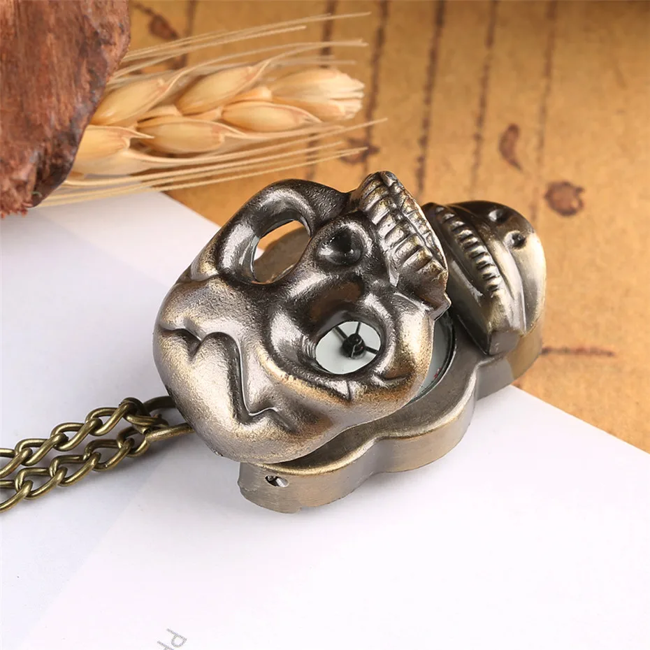 steampunk, skull head shape pocket watch, quartz pocket watch (6)