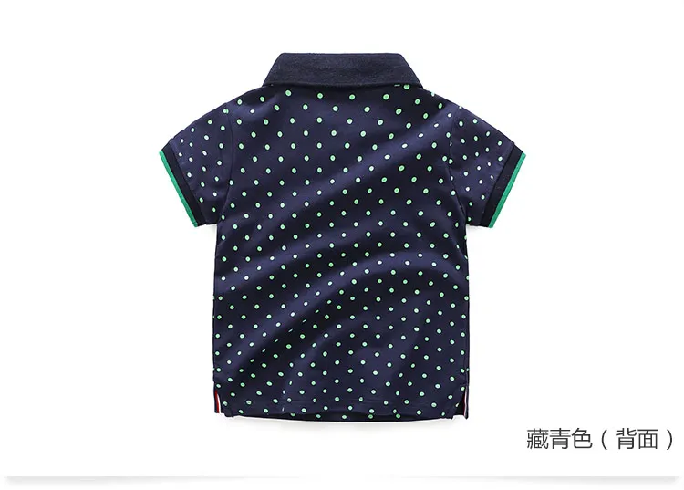 Boys Clothes 2018 Summer Formal Child Cotton Sports Green Dot Print Short Sleeve Turn-Down Collar T Shirt For Boys 12 Years (5)