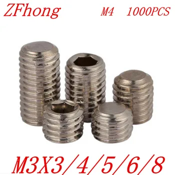 1000Pcs/lot DIN913 M3*3/4/5/6/8 304 Stainless Steel Metric Thread Grub Screws Flat Point Hexagon Socket Set Screws Headless 
1000Pcs/lot DIN913 M3*3/4/5/6/8 304 Stainless Steel Metric Thread Grub Screws Flat Point Hexagon Socket Set Screws Headless