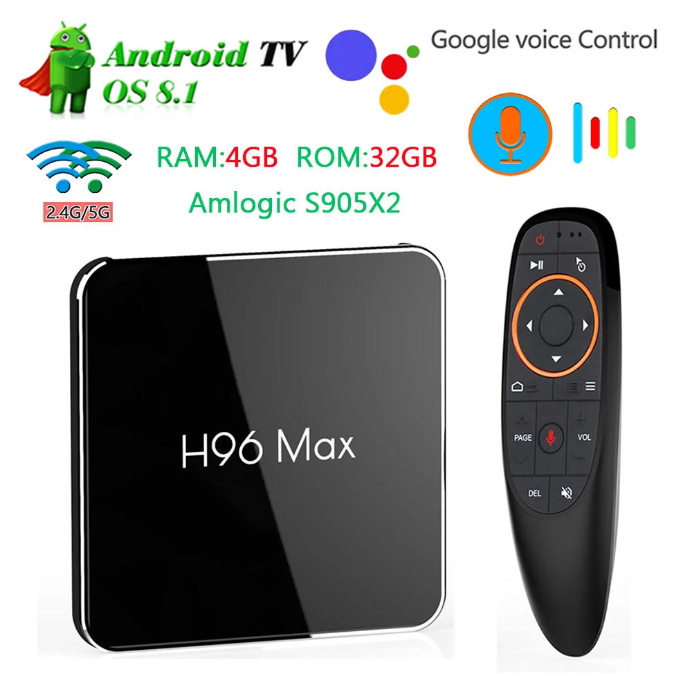 

H96 Max X2 Android 8.1 TV Box Amlogic S905X2 Quad Core LPDDR4 4GB 32GB Dual 2.4G/5GHz Wifi Bluetooth H.265 4K Smart Media Player