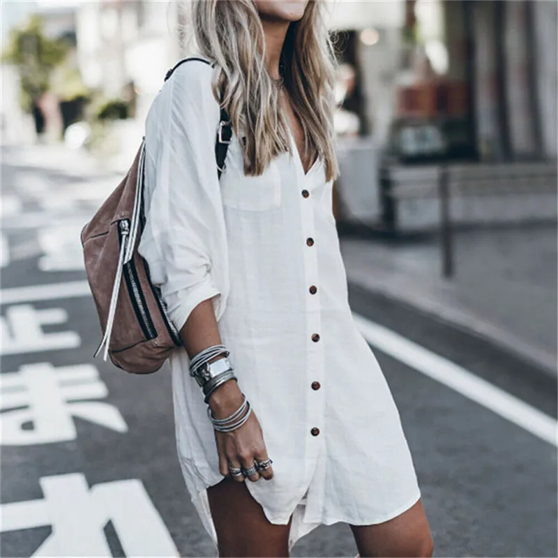 New Women Beach Cover Up Button Blend Pocket Lady Shirts Sunscreen Swimsuit Deep V Neck Long Sleeve Long Shirt Casual Fashion
New Women Beach Cover Up Button Blend Pocket Lady Shirts Sunscreen Swimsuit Deep V Neck Long Sleeve Long Shirt Casual Fashion