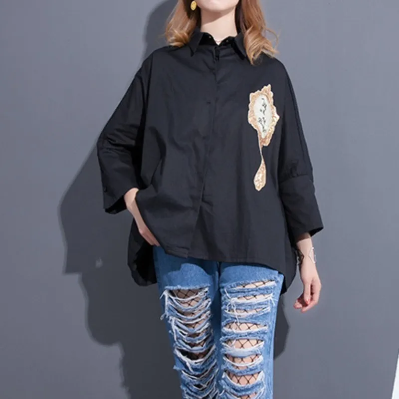 LANMREM 2018 New AutumnFashion New Mirror Letter Embroidery White Big Size Shirt Korean Loose Blouse Woman Fashion Tide T38401
LANMREM 2018 New AutumnFashion New Mirror Letter Embroidery White Big Size Shirt Korean Loose Blouse Woman Fashion Tide T38401