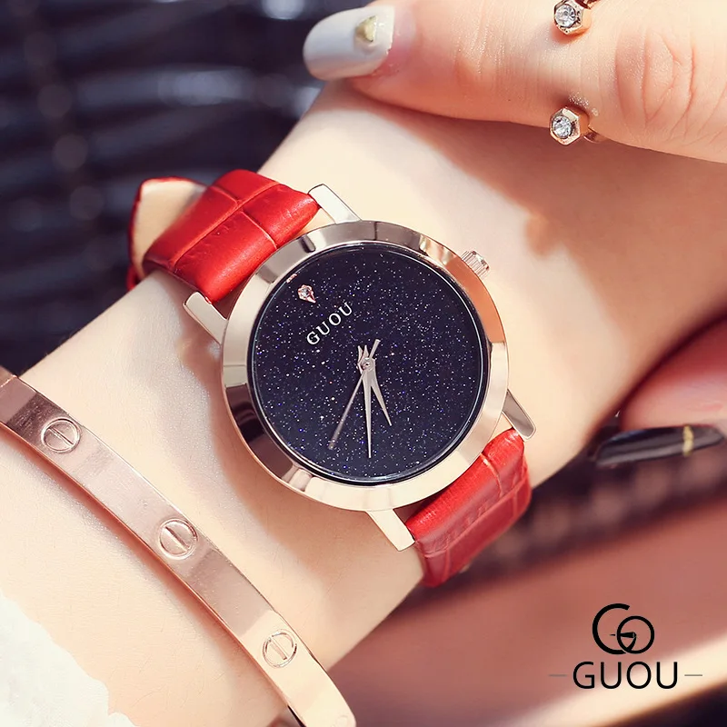 Luxury Fashion Top Brand GUOU Women Quartz Watch Wristwatches Glitter Female Leisure Genuine Leather Watch Ladies Dress Watches
Luxury Fashion Top Brand GUOU Women Quartz Watch Wristwatches Glitter Female Leisure Genuine Leather Watch Ladies Dress Watches