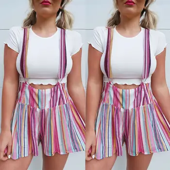 Fashion Women Summer Colorful Striped Shorts Suspender Trousers High Waist Sexy Suspenders Shorts For Gothic Girls
Fashion Women Summer Colorful Striped Shorts Suspender Trousers High Waist Sexy Suspenders Shorts For Gothic Girls