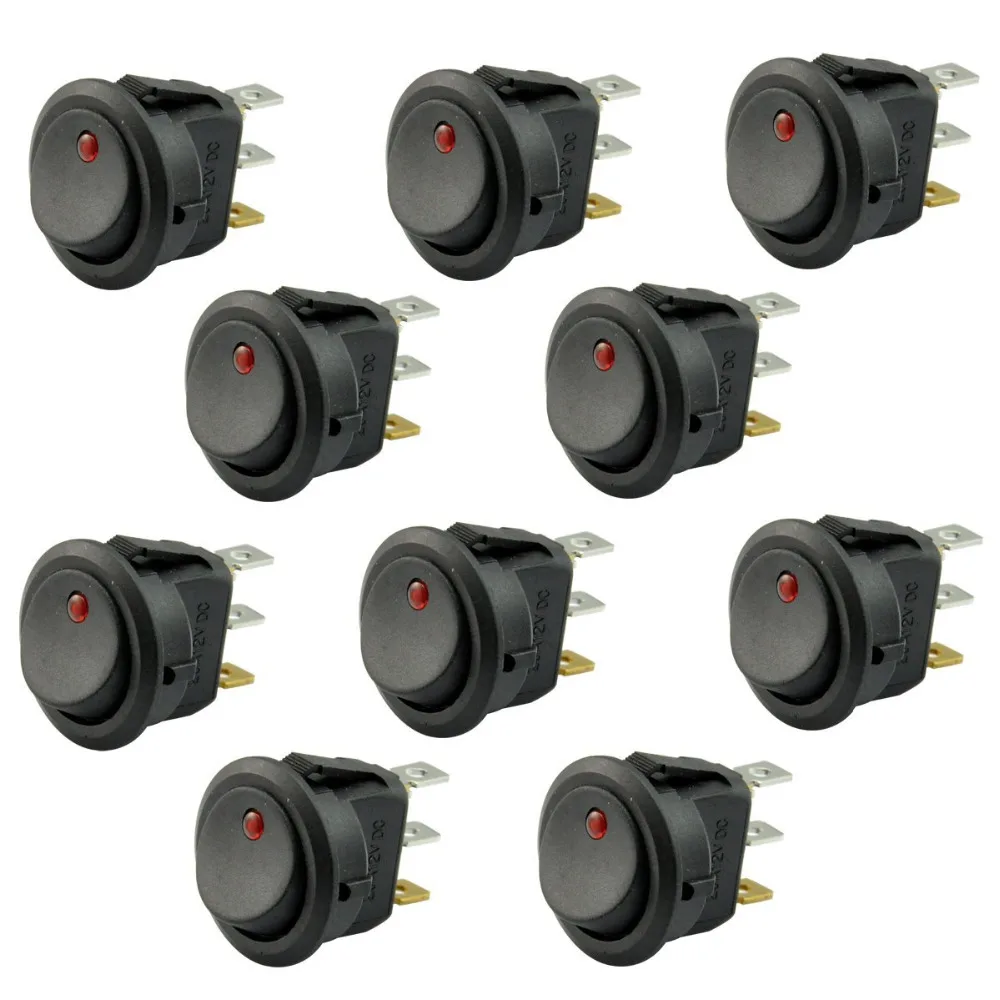 DOXINGYE 10Pcs 12V 20A Car Boat Auto RED LED Rocker Round Dot Toggle SPST Switch On-Off Control Sales
DOXINGYE 10Pcs 12V 20A Car Boat Auto RED LED Rocker Round Dot Toggle SPST Switch On-Off Control Sales