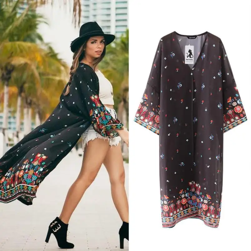 FEITONG 2019 Fashion Kimono Cardigan Print Floral Sexy Beachwear Women Blouses Chiffon retro Blusa Manga Comprida Camiseta
FEITONG 2019 Fashion Kimono Cardigan Print Floral Sexy Beachwear Women Blouses Chiffon retro Blusa Manga Comprida Camiseta
