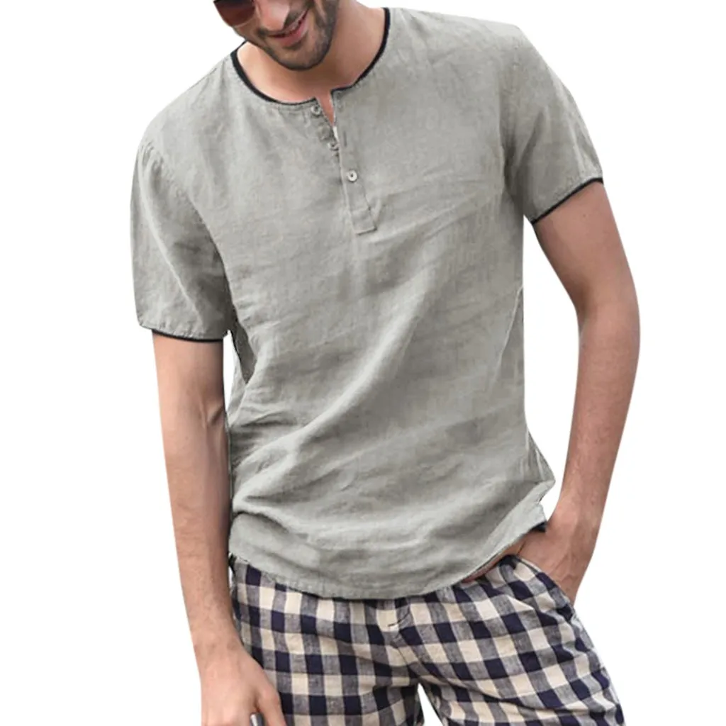 Womail Men's Baggy Solid Cotton Linen Dress Summer Short Sleeve Button Plus Size Shirt Tops Blouse Short Sleeve Shirt Men
Womail Men's Baggy Solid Cotton Linen Dress Summer Short Sleeve Button Plus Size Shirt Tops Blouse Short Sleeve Shirt Men
