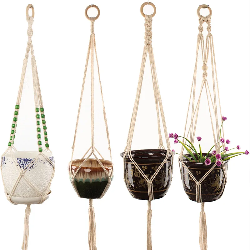 Rope Knotted Vintage Macrame Plant Hanger Hook Decorative Flower Pot Holder String Wall Hanging Planter Basket Garden Tools
Rope Knotted Vintage Macrame Plant Hanger Hook Decorative Flower Pot Holder String Wall Hanging Planter Basket Garden Tools
