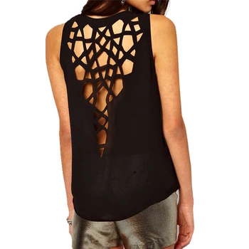 Plus Size Women's Top Fashion Back Hollow Shirt Summer O-neck Sleeveless Casual Blusas Femininas Chiffon Blouse Ladies
Plus Size Women's Top Fashion Back Hollow Shirt Summer O-neck Sleeveless Casual Blusas Femininas Chiffon Blouse Ladies