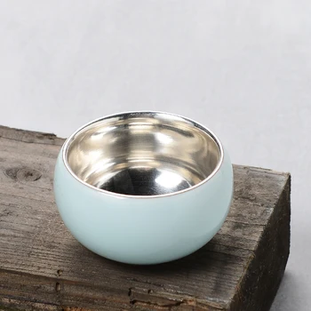 50ml Longquan Celadon Teacup 999 Silver Ceramic Cup Container Tea Ceremony Master Small Tea Bowl Drinkware Teaware Decor Crafts
50ml Longquan Celadon Teacup 999 Silver Ceramic Cup Container Tea Ceremony Master Small Tea Bowl Drinkware Teaware Decor Crafts