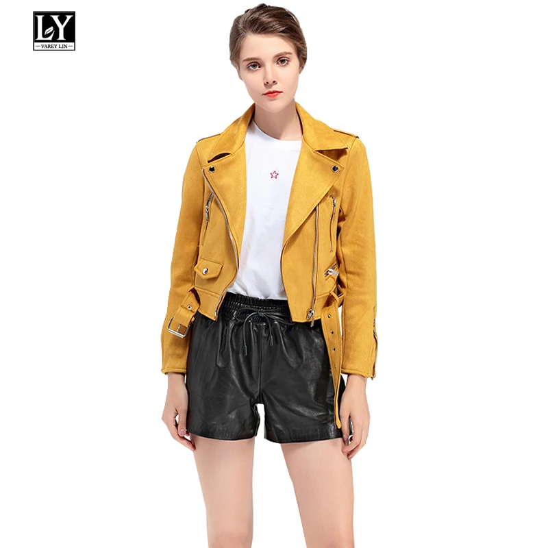 Ly Varey Lin Women Faux Soft Leather Suede Jacket Coat Biker Lady Turn-down Collar Zipper Short Jacket Pink Green Yellow Coats
Ly Varey Lin Women Faux Soft Leather Suede Jacket Coat Biker Lady Turn-down Collar Zipper Short Jacket Pink Green Yellow Coats