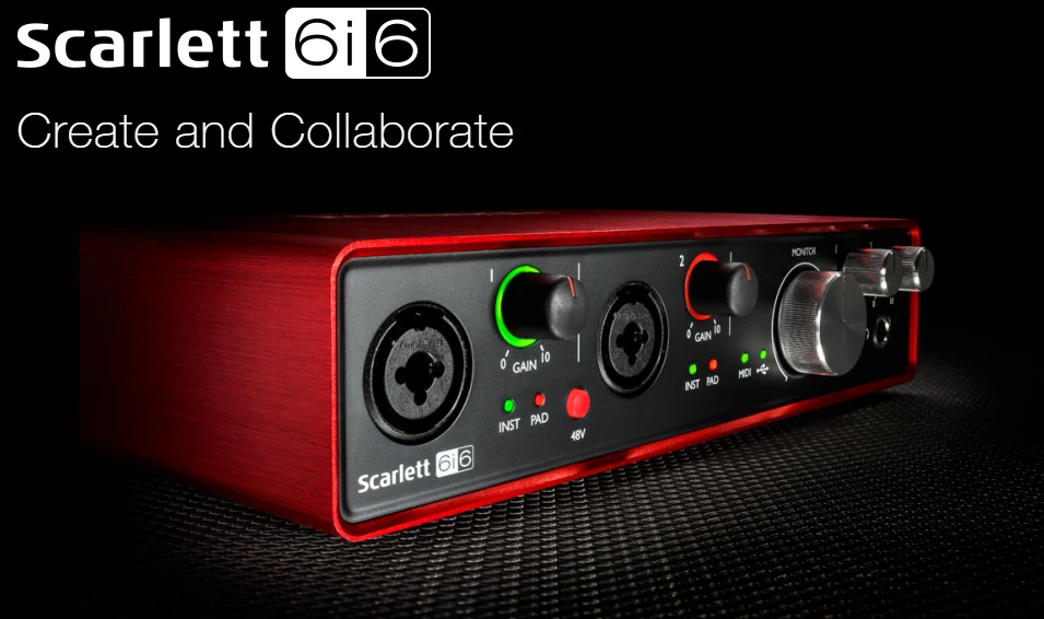 Focusrite Scarlett 6i6ii 6 дюймов/6 из USB 2.0 аудио Интерфейс с двумя микрофонные предусилители