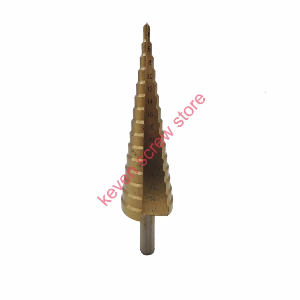 1Pcs/lot 4-32mm Professional HSS Steel Large Step Cone Titanium Coated Metal Drill Bit Cut Tool Set Hole Cutter
1Pcs/lot 4-32mm Professional HSS Steel Large Step Cone Titanium Coated Metal Drill Bit Cut Tool Set Hole Cutter