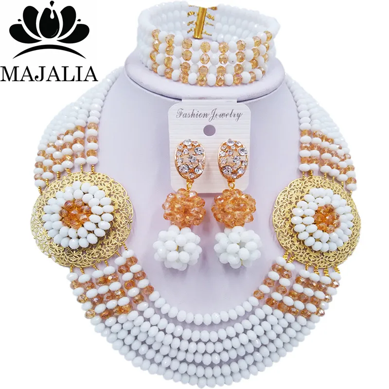 Majalia Fashion Nigeria Wedding african beads jewelry set white Crystal necklace bracelet Bridal Jewelry sets CX-022
Majalia Fashion Nigeria Wedding african beads jewelry set white Crystal necklace bracelet Bridal Jewelry sets CX-022