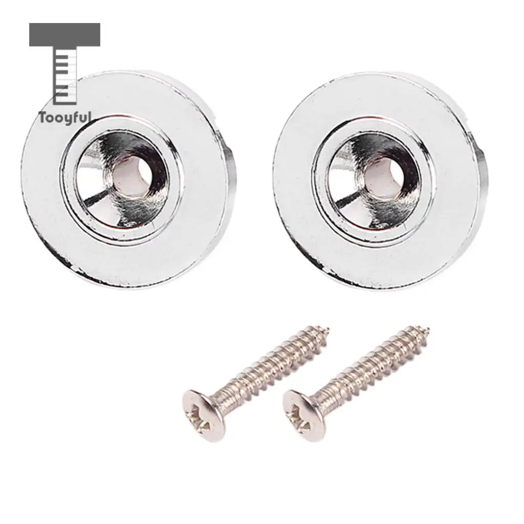 2pcs Steel Guitar String Trees Retainer Buckle Bass Accessory with Screw Guide for Electric Bass Guitar Parts Replacement Chrome