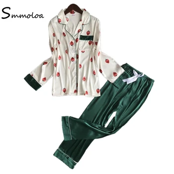 Smmoloa Ladies Sexy Satin Pajamas Set Long Sleeve Top+Pants Sleepwear Printing Autumn Female Home Wear
Smmoloa Ladies Sexy Satin Pajamas Set Long Sleeve Top+Pants Sleepwear Printing Autumn Female Home Wear