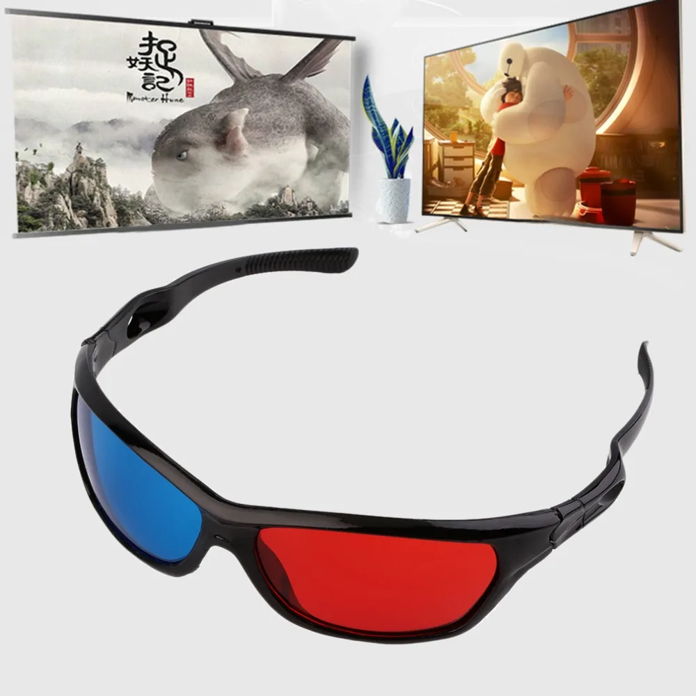 

2017 New Universal 3D Plastic Glasses Black Frame Red Blue 3D Visoin Glass For Dimensional Anaglyph Movie Game DVD Video TV