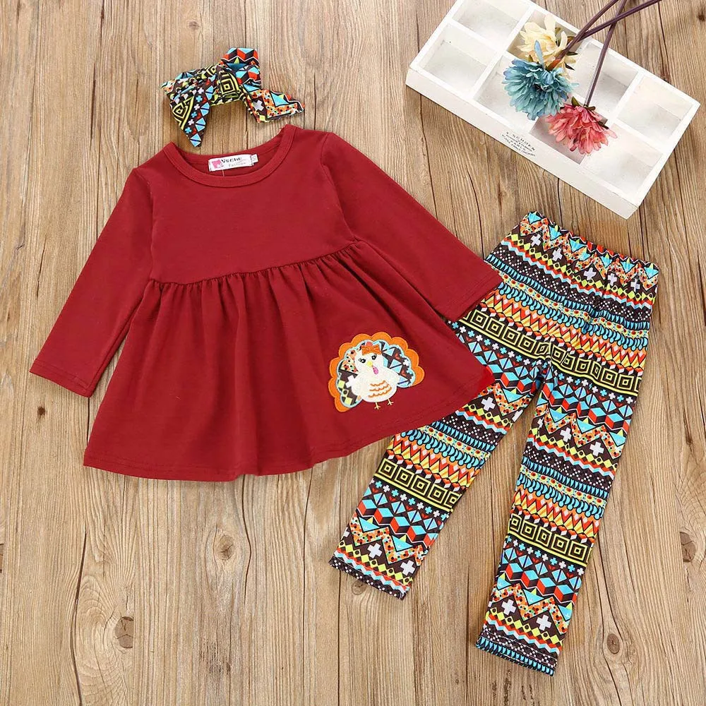 3Pcs Toddler Infant Baby Girls Long Sleeve Casual Cotton Turkey Dresses Pants Thanksgiving Day Outfits Set
3Pcs Toddler Infant Baby Girls Long Sleeve Casual Cotton Turkey Dresses Pants Thanksgiving Day Outfits Set