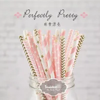 25pcs/lot New Paper Straws For Kids Birthday Wedding Decoration Event Party Christmas Supplies Creative Mixed Colors image