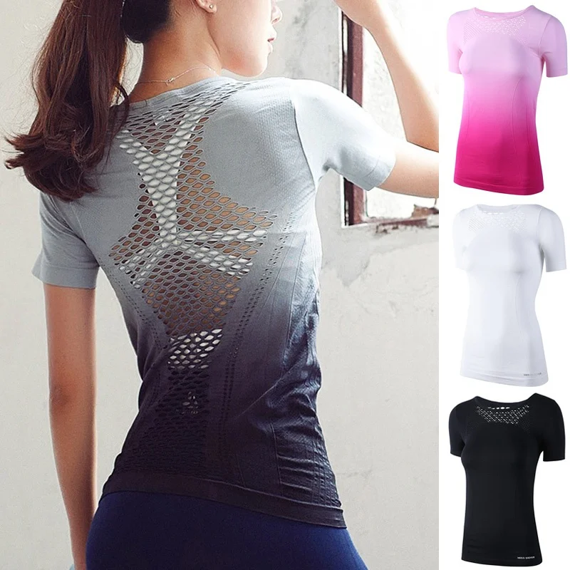 ZOGAA Hot Sale Women Sports Quick-drying T-shirt Splicing Mesh Tops Breathable Gym Workout Clothes Gradient Fashion T-shirt
ZOGAA Hot Sale Women Sports Quick-drying T-shirt Splicing Mesh Tops Breathable Gym Workout Clothes Gradient Fashion T-shirt