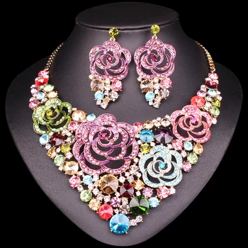 New Beautiful Flower Indian Jewellery sets Bridal Jewelry Sets Rhinestone Party Wedding Costume Necklace Earrings Drop Shipping
New Beautiful Flower Indian Jewellery sets Bridal Jewelry Sets Rhinestone Party Wedding Costume Necklace Earrings Drop Shipping