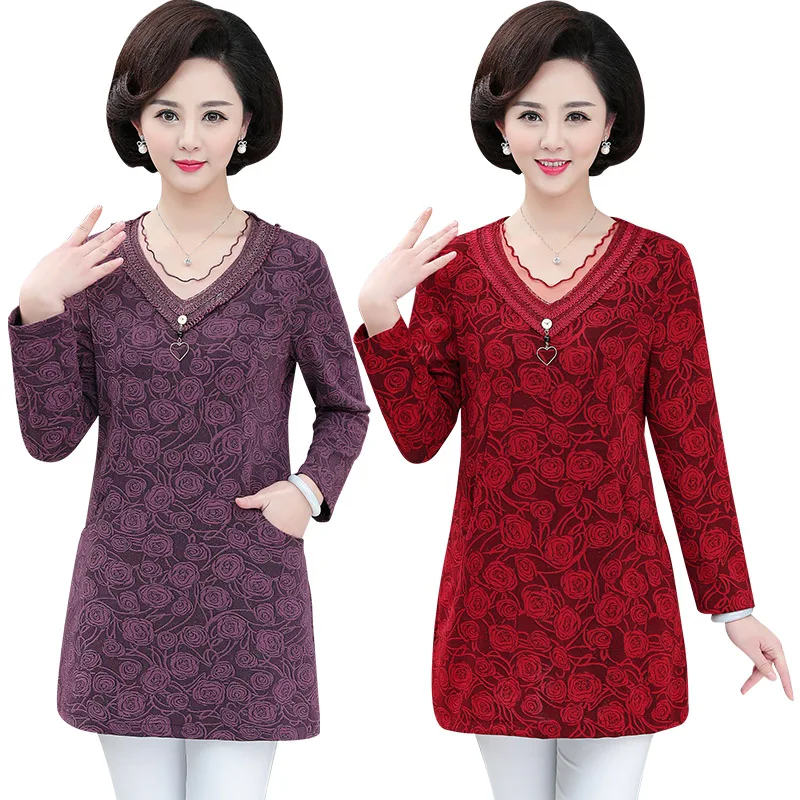 Long Sleeves Lace Tee Tops Women Casual Slim Tshirt 2019 Spring Fall New Middle Age Mother Clothes Plus Size Femme Pullover
Long Sleeves Lace Tee Tops Women Casual Slim Tshirt 2019 Spring Fall New Middle Age Mother Clothes Plus Size Femme Pullover