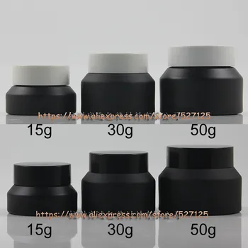 15g 30g 50g black frosted(painted) glass jar with plastic lid,for eye cream/mask cream/facial cream/mini/sample container