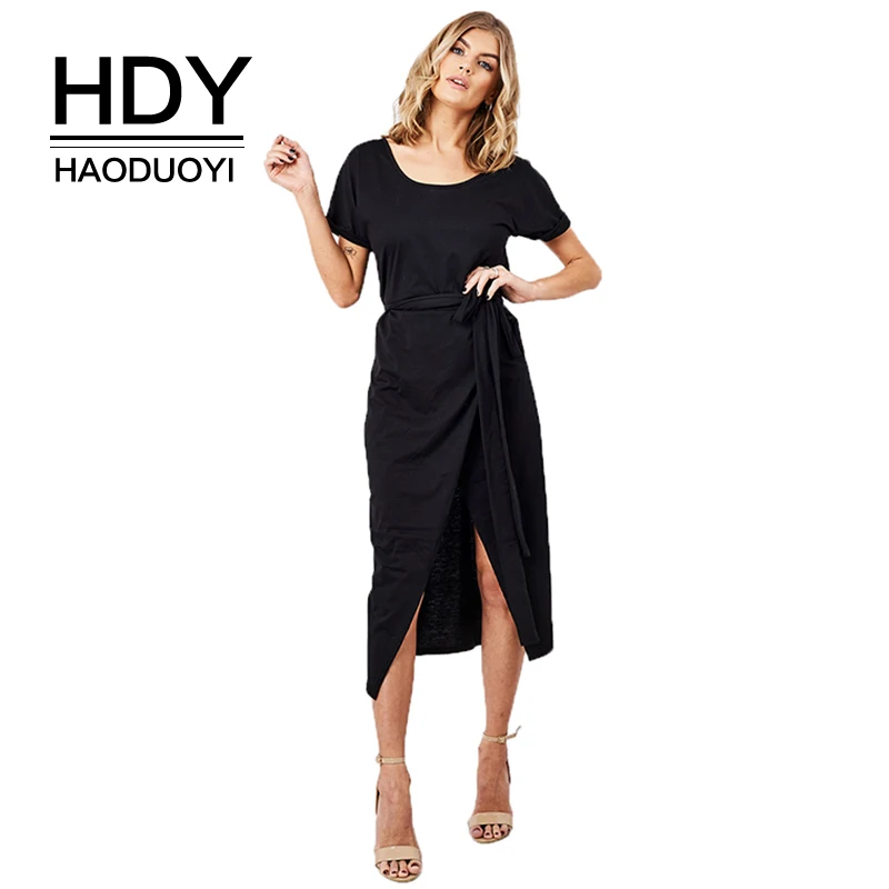 HDY Haoduoyi Women 2019 New Arrival Short Sleeve Sexy Wrap Midi T-shirt Dress Casual Solid Color Slit Front Dress With Tie Wasit
HDY Haoduoyi Women 2019 New Arrival Short Sleeve Sexy Wrap Midi T-shirt Dress Casual Solid Color Slit Front Dress With Tie Wasit