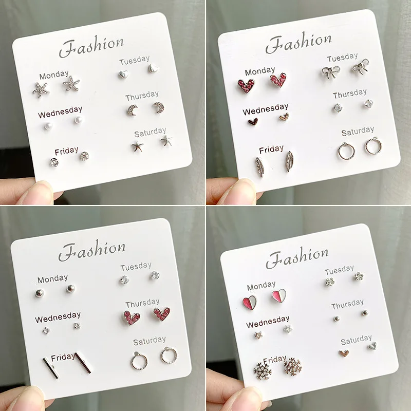 Women Heart Star Mini Earrings Set Fashion Girl Small Jewelry Square Leaf Pearl 6-pairs Stud Earring Sets Lady Mini Jewelry Gift
Women Heart Star Mini Earrings Set Fashion Girl Small Jewelry Square Leaf Pearl 6-pairs Stud Earring Sets Lady Mini Jewelry Gift
