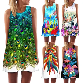 Stylish Womens Sleeveless Boho Beach Dress 3D Floral Feather Print 2019 Summer Dress New Mini Casual Dresses for Ladies Vestidos
Stylish Womens Sleeveless Boho Beach Dress 3D Floral Feather Print 2019 Summer Dress New Mini Casual Dresses for Ladies Vestidos