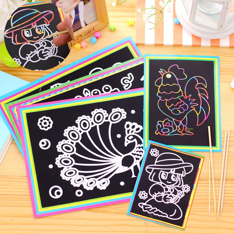 10Pcs Scratch Art Paper Magic Painting Paper Doodle With Drawing Board Stick For Kids Toy Colorful Drawing Toys Birthday Gift
10Pcs Scratch Art Paper Magic Painting Paper Doodle With Drawing Board Stick For Kids Toy Colorful Drawing Toys Birthday Gift