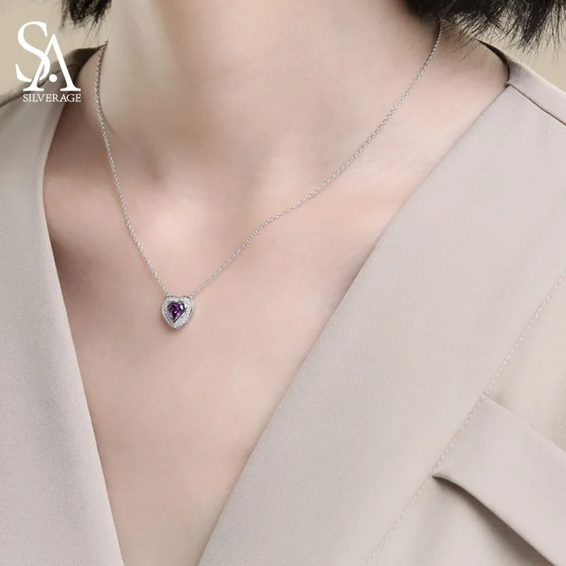SA SILVERAGE 925 Sterling Silver Chain Rhinestones Necklaces Pendants Blue Heart Pendant Necklace For Women
SA SILVERAGE 925 Sterling Silver Chain Rhinestones Necklaces Pendants Blue Heart Pendant Necklace For Women