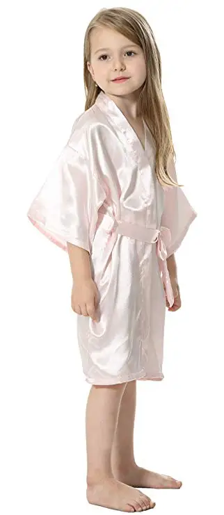 Kids Solid Satin Rayon Kimono Robe Bridesmaid Solid Bathrobe Children Nightgown Sleepwear Dressing Gown Kids Solid Satin Rayon Kimono Robe Bridesmaid Solid Bathrobe Children Nightgown Sleepwear Dressing Gown