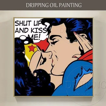 Pure Hand-painted Funny Design Canvas Painting Handmade Wonder Woman and Super Man Oil Painting Funny Kissing Oil Painting
Pure Hand-painted Funny Design Canvas Painting Handmade Wonder Woman and Super Man Oil Painting Funny Kissing Oil Painting